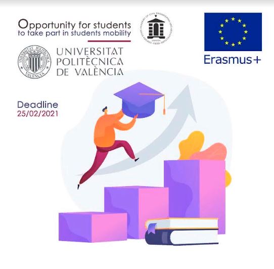 Изображение Contest for the academic mobility project (Erasmus + KA1) at the Polytechnic University Universitat Politècnica de València (Val 2021